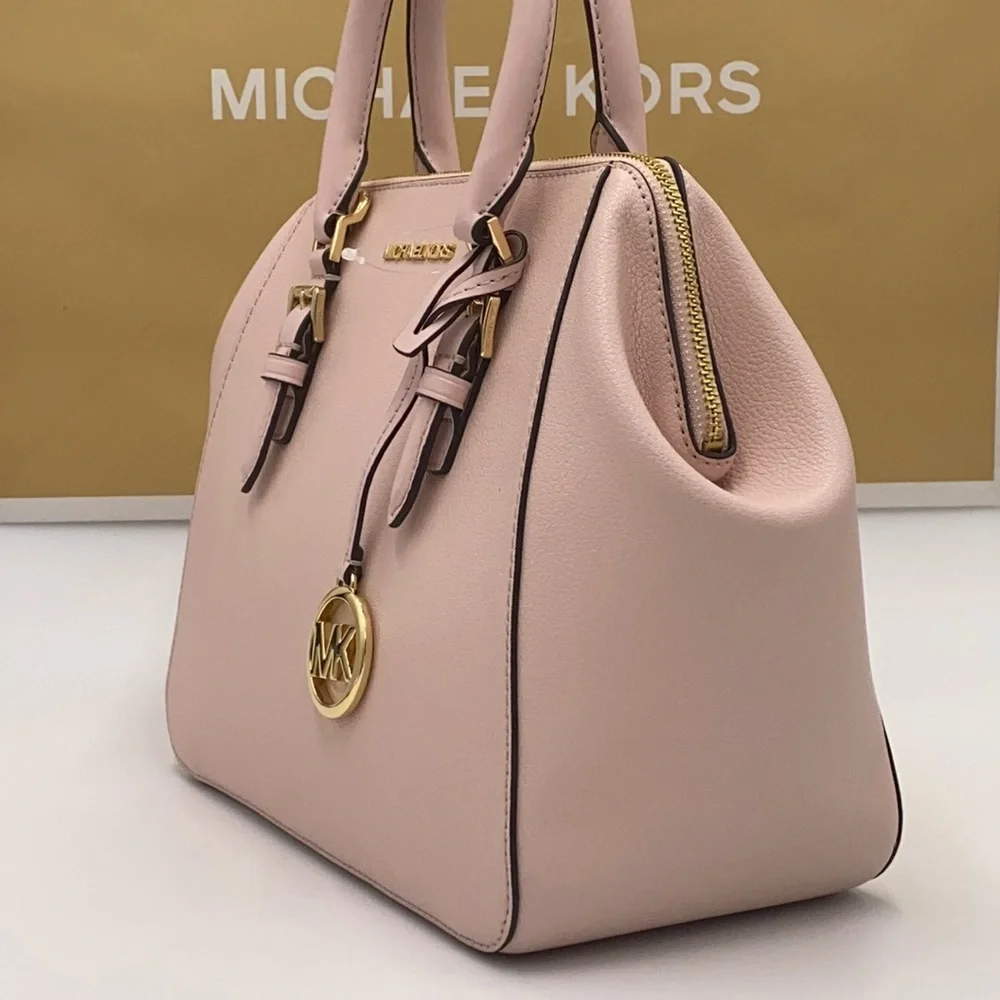 MICHAEL KORS CHARLOTTE LARGE SATCHEL POWDER BLUSH - Picture 7 of 15